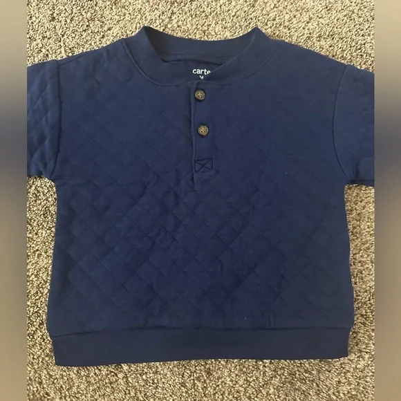 Carter's Navy Blue baby Quilted Henley style sweater - Picture 2 of 3